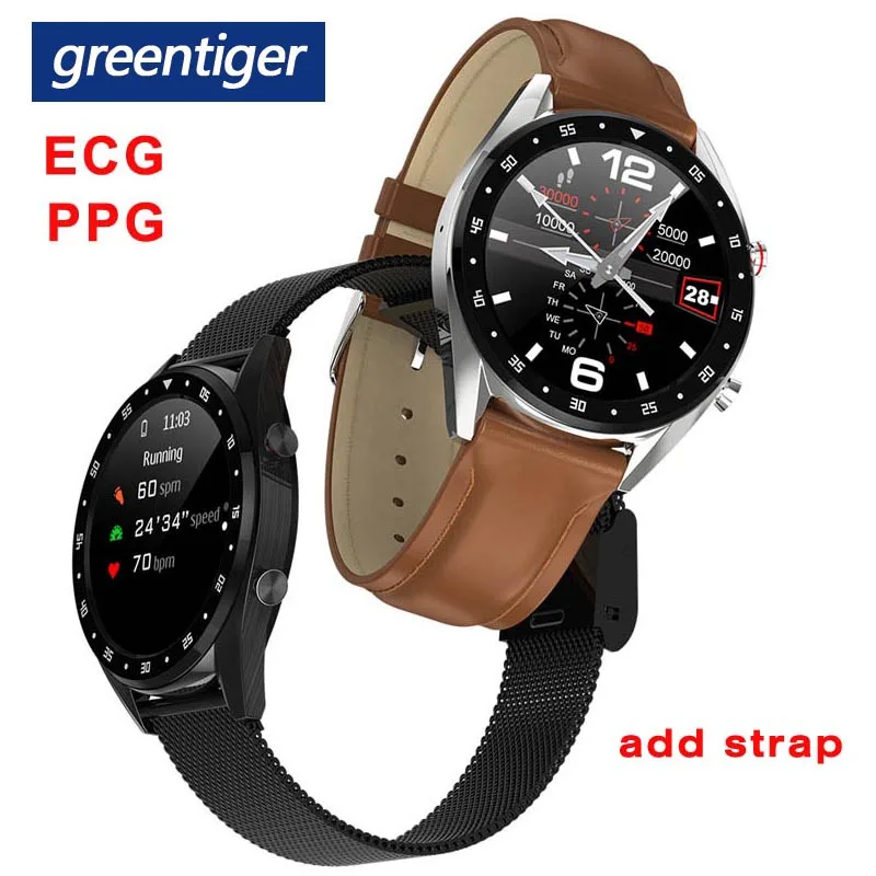 Greentiger L7 Bluetooth Смарт-часы для мужчин ЭКГ+ PPG HRV монитор сердечного ритма артериального давления IP68 Водонепроницаемый умный браслет Android IOS