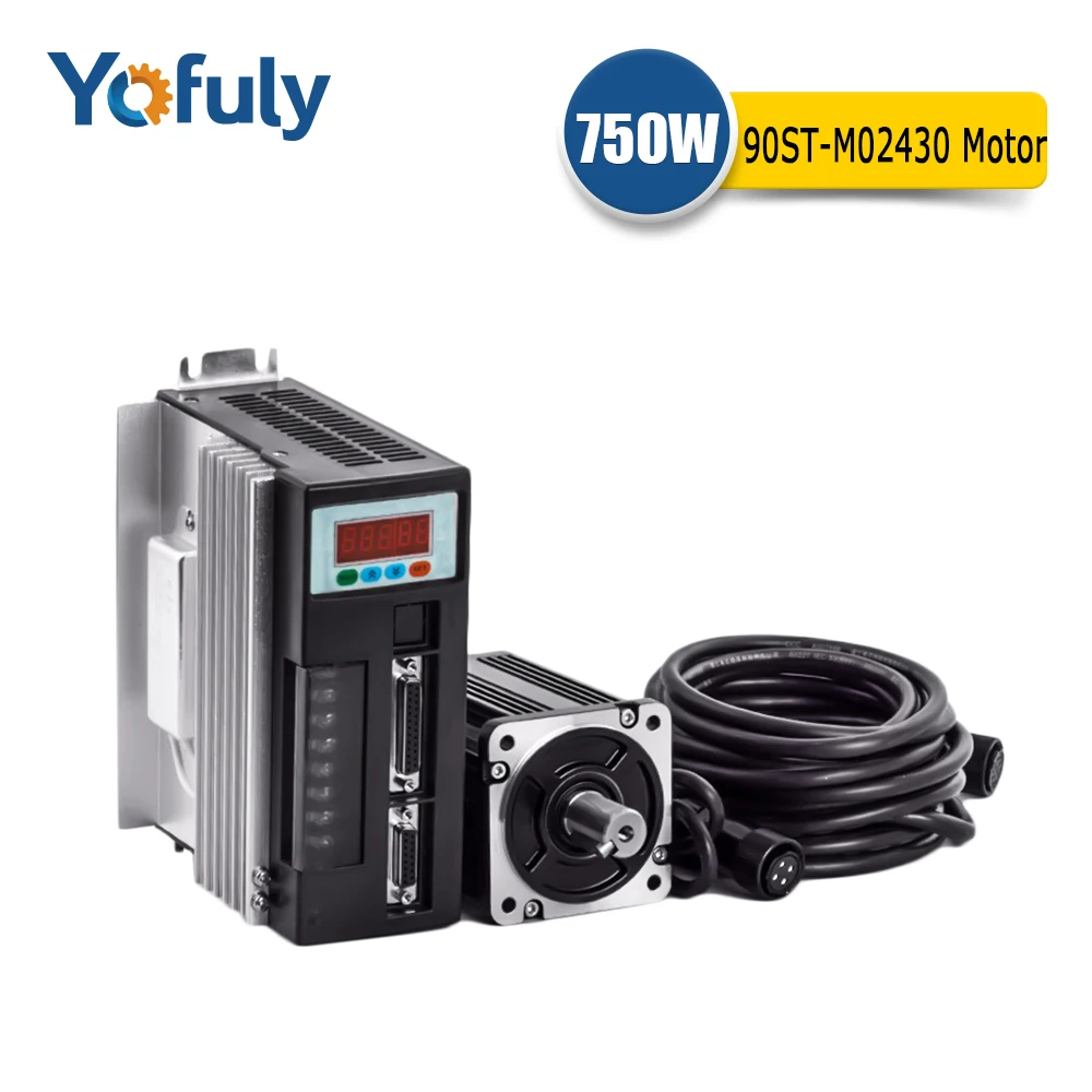 90ST M02430 220V 750W AC серводвигатель 3000 об/мин 2 4 N.M. Однофазный привод переменного тока с