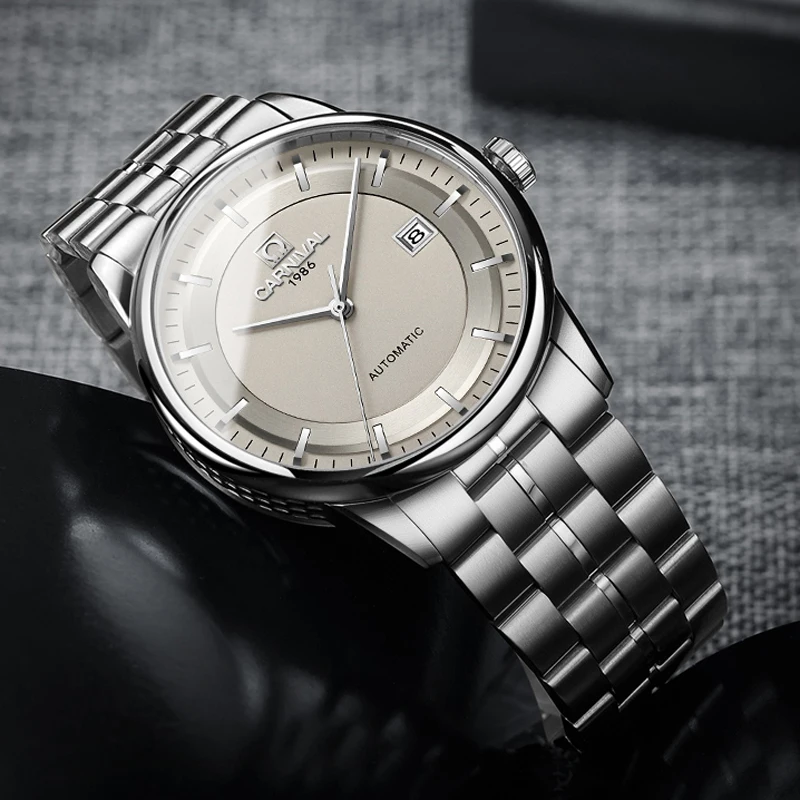 

CARNIVAL Men's Automatic Mechanical Watches Luxury Business Casual Clock Full Steel Sports Men Watch Sapphire Crystal 2021