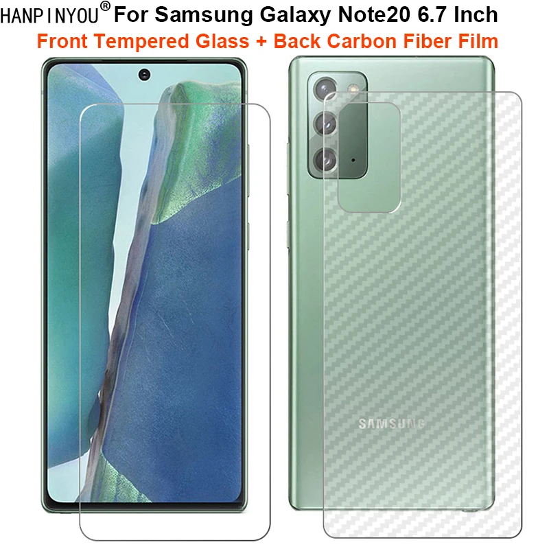 

Для Samsung Galaxy Note20 Note 20 / 5G 6,7 "1 комплект = мягкая задняя пленка из углеродного волокна + прозрачная защитная пленка для переднего экрана из закал...