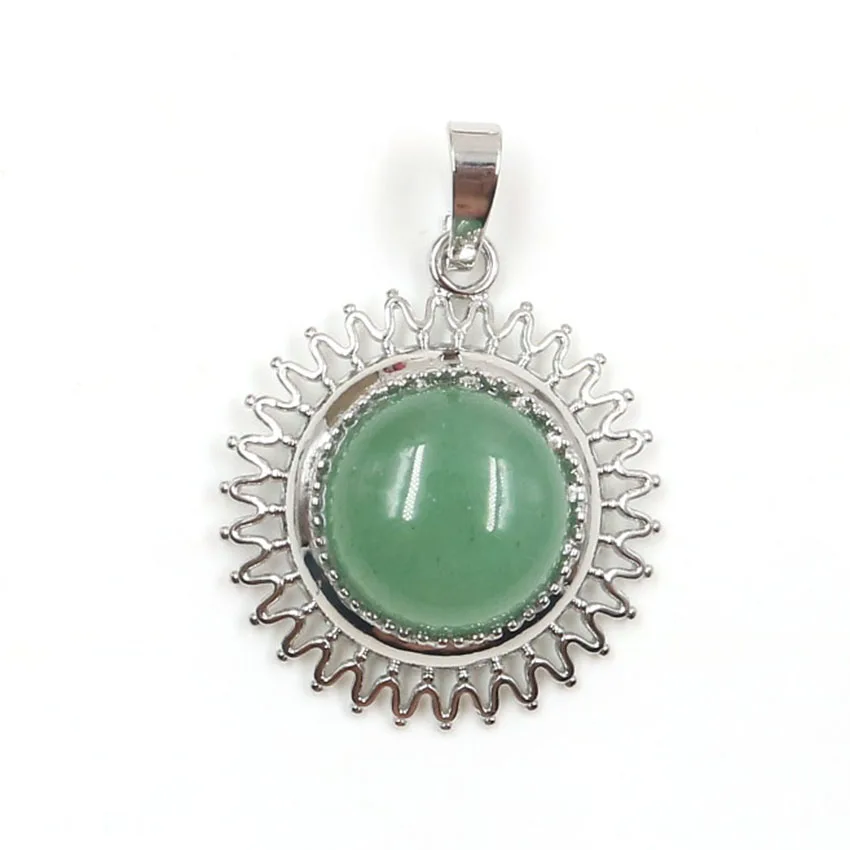 Подсолнечник посеребренный розовый кварцевый кристалл круглый кабошон кулон