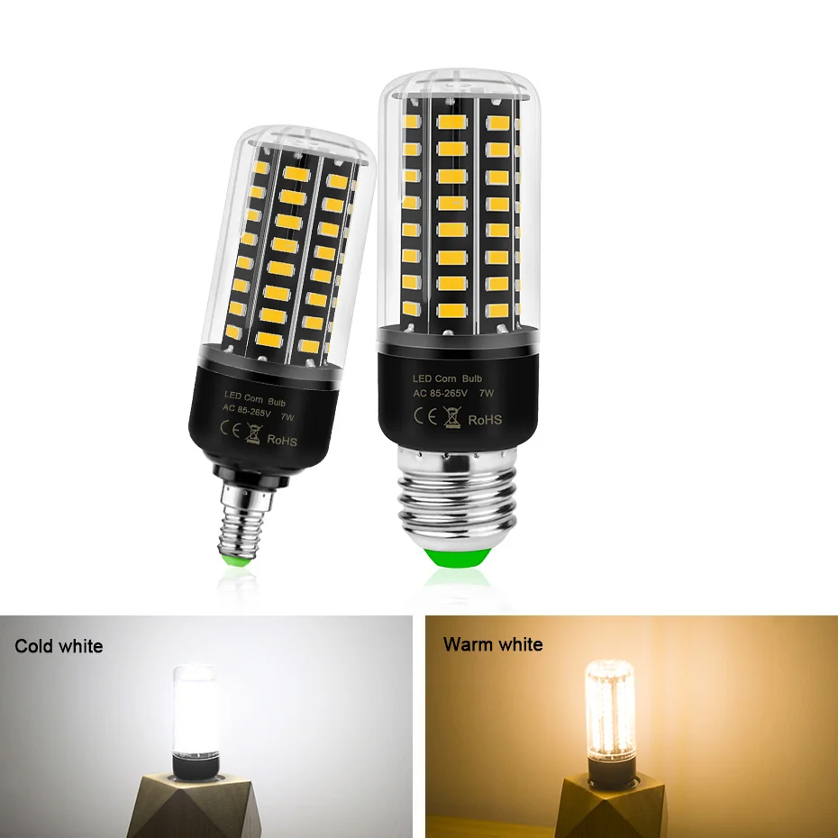 E14 E27 110V 220V Led Light Bulb 5736SMD Corn Lamp Lampada 28/40/72/108/132/156leds No Flicker Energy Saving Home Bulbs | Освещение