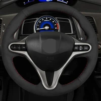 hand sew black suede car steering wheel cover for civic civic 8 2006 2011