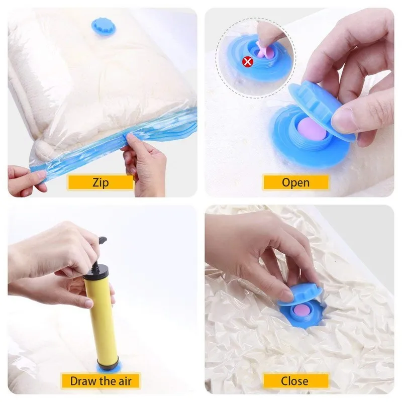 

1Pcs Reusable Leakproof Zip lock Vacuum Compressed Bag Foldable Travel Bag Pump Space Saving Seal Packet Clothes Storage Pack