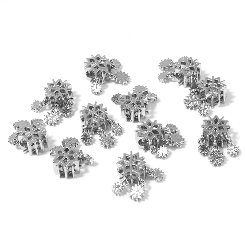 

5pcs Alloy Snowflake Tassel 20x7mm with 4.5mm Big Hole Beads For DIY Jewelry Making Pendant&Bracelet Accessories