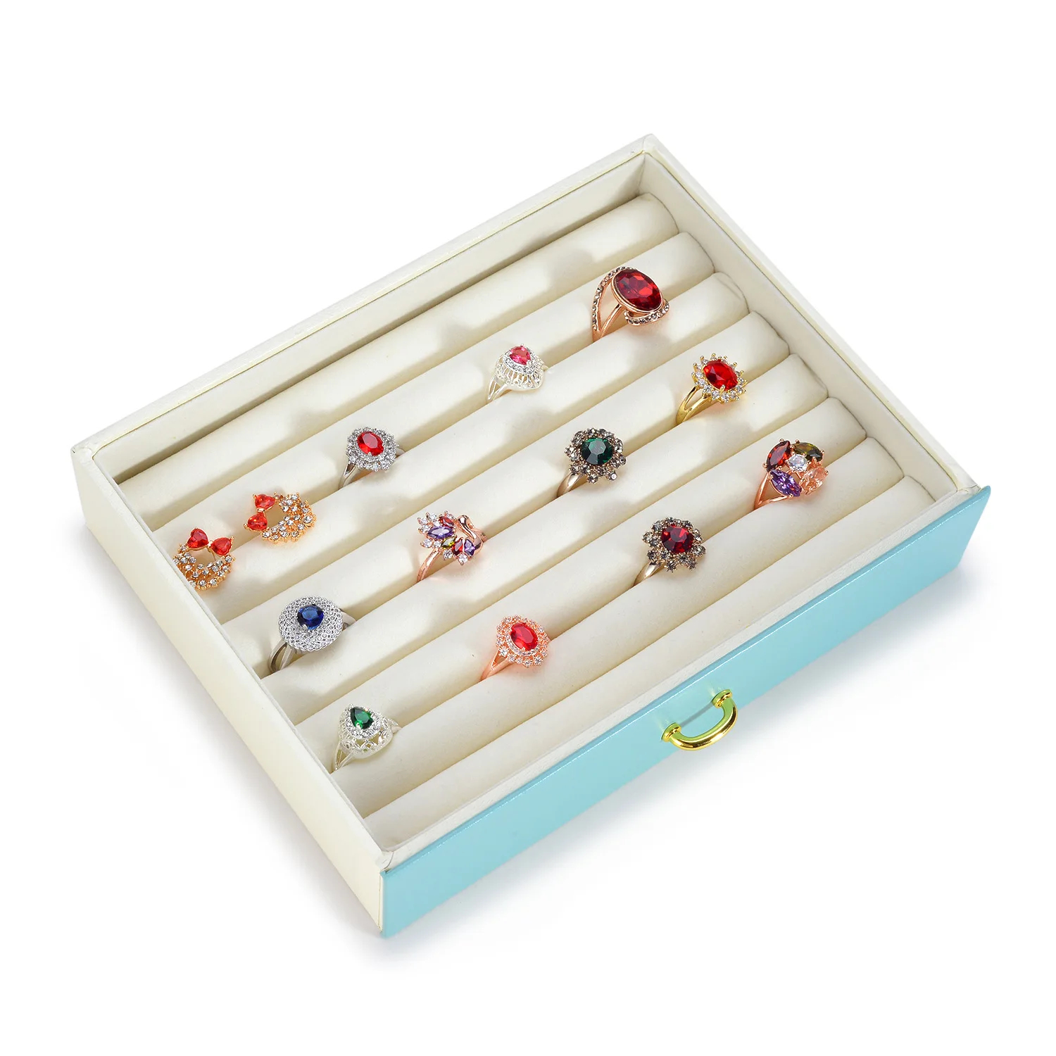 New multi-layer large-capacity jewelry box, multifunctional PU leather drawer earring storage box, Korean jewelry box