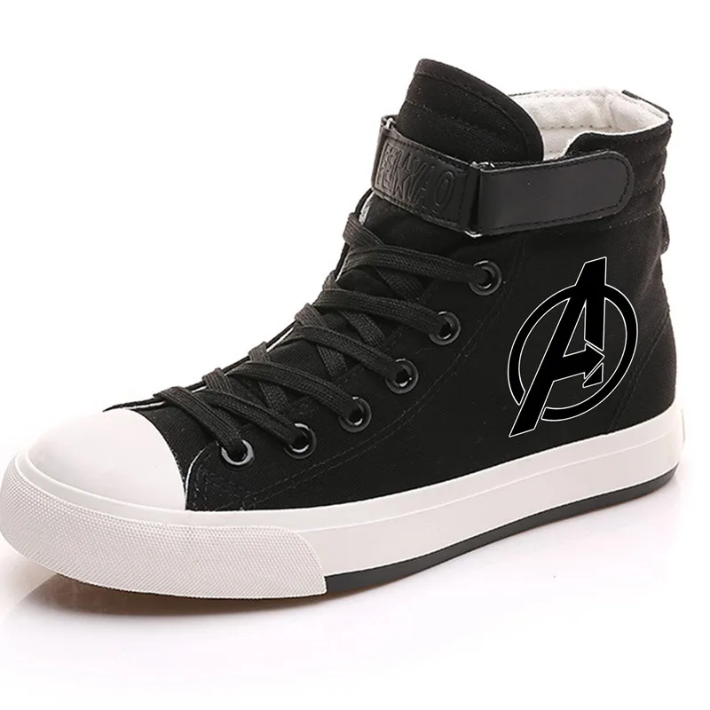 Marvel, Мстители, с принтом, высокие дышащие парусиновые кроссовки, мужские, VelcroShoelace, индивидуальные, Студенческая обувь, A19525