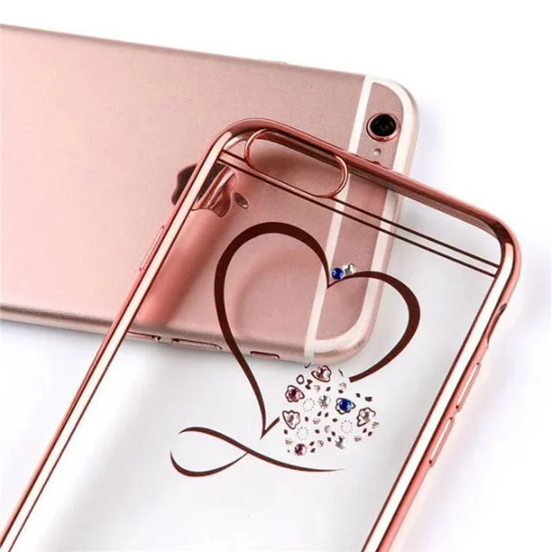 Модный мягкий чехол для телефона с сердечком и алмазным покрытием для iPhone 11 Pro X XR XS MAX, силиконовый чехол для iPhone 7 8 6S Plus 5 SE 5S