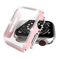 watch case compatible with apple watch case 44mm 42mm 40mm 38mm tempered film diamond protective shell for iwatch 6 5 4 3 2 se