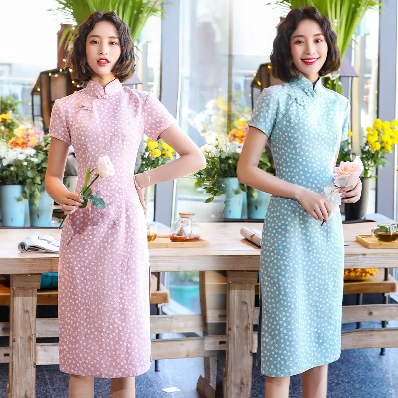 

Женское длинное платье, из хлопка и льна, элегантное, приталенное, весна-лето, 2020