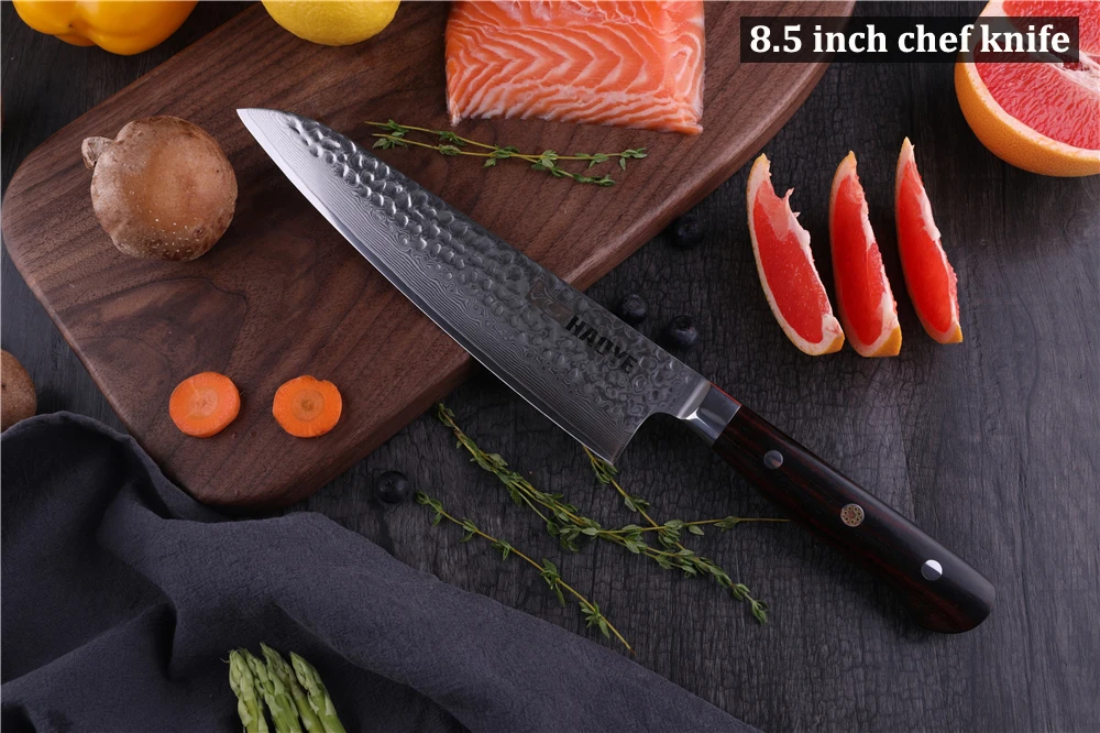 HAOYE 5 шт Дамасские кухонные ножи Повара Набор ножей с ручкой из палисандра три заклепки fulltang классический кухонный инструмент столовые приборы подарок