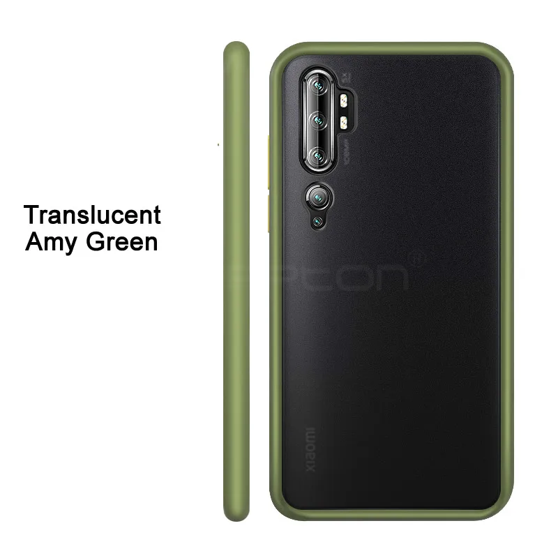 For Xiaomi Mi Note 10 Matte Translucent Case Soft TPU Frame Hard Clear Back Phone Cover for CC9 Pro Note10 |