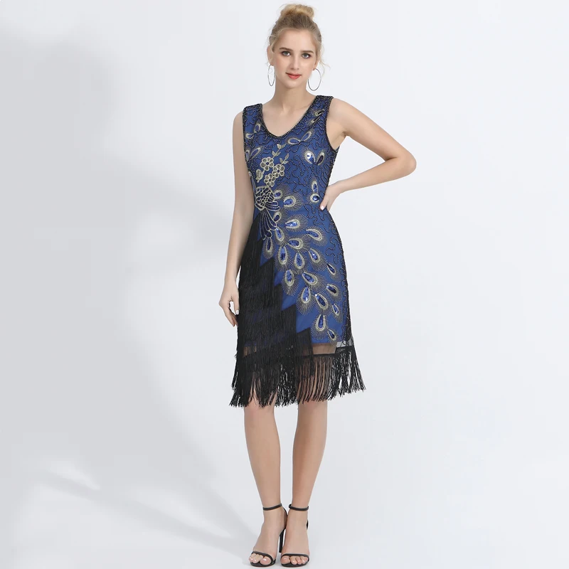 Платье для латинских танцев с блестками в стиле ретро кисточками и v-образным
