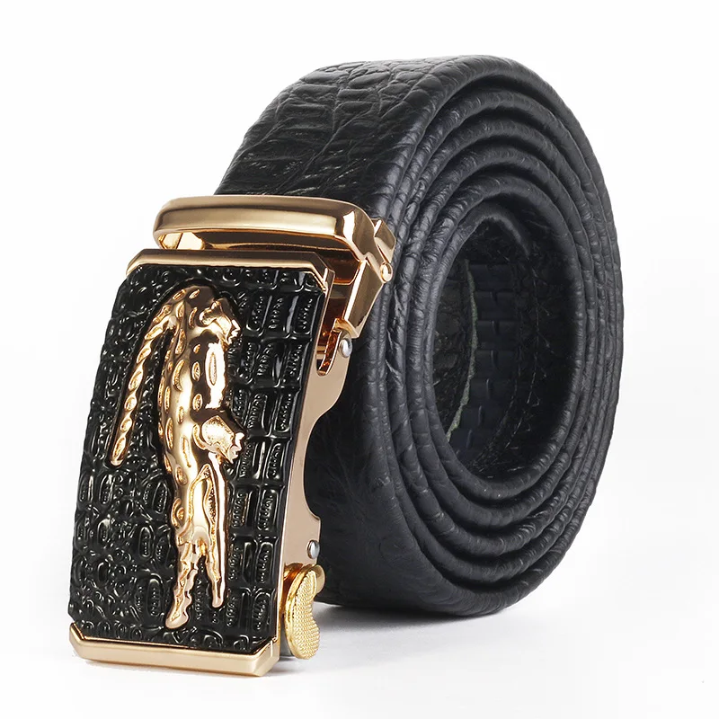 

2021 New Business Female Cowskin Belts Crocodile Pattern Automatic Buckle Belts for Men Brand Luxury High Quality Business Strap