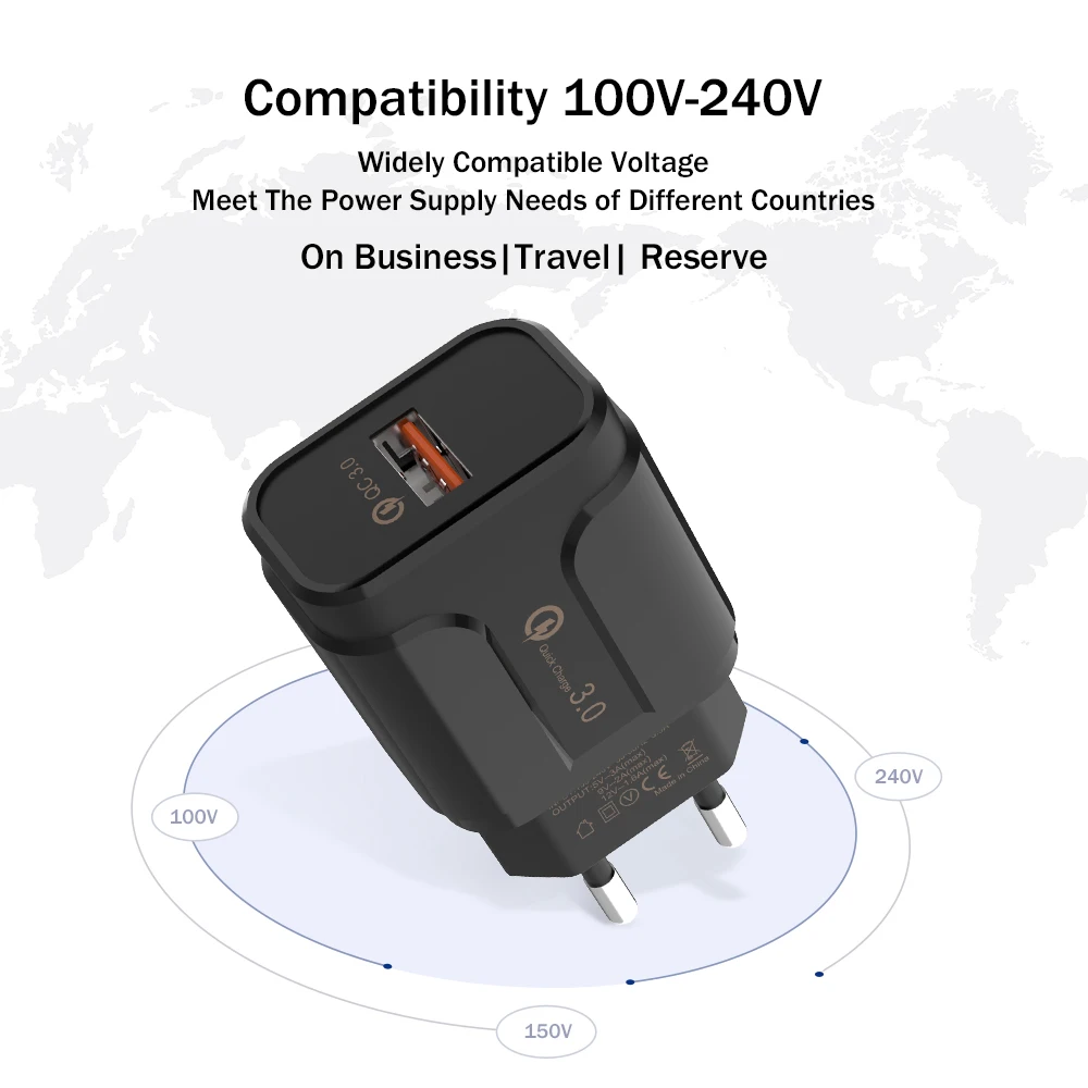 Универсальное дорожное Сетевое зарядное устройство с USB-адаптером европейской