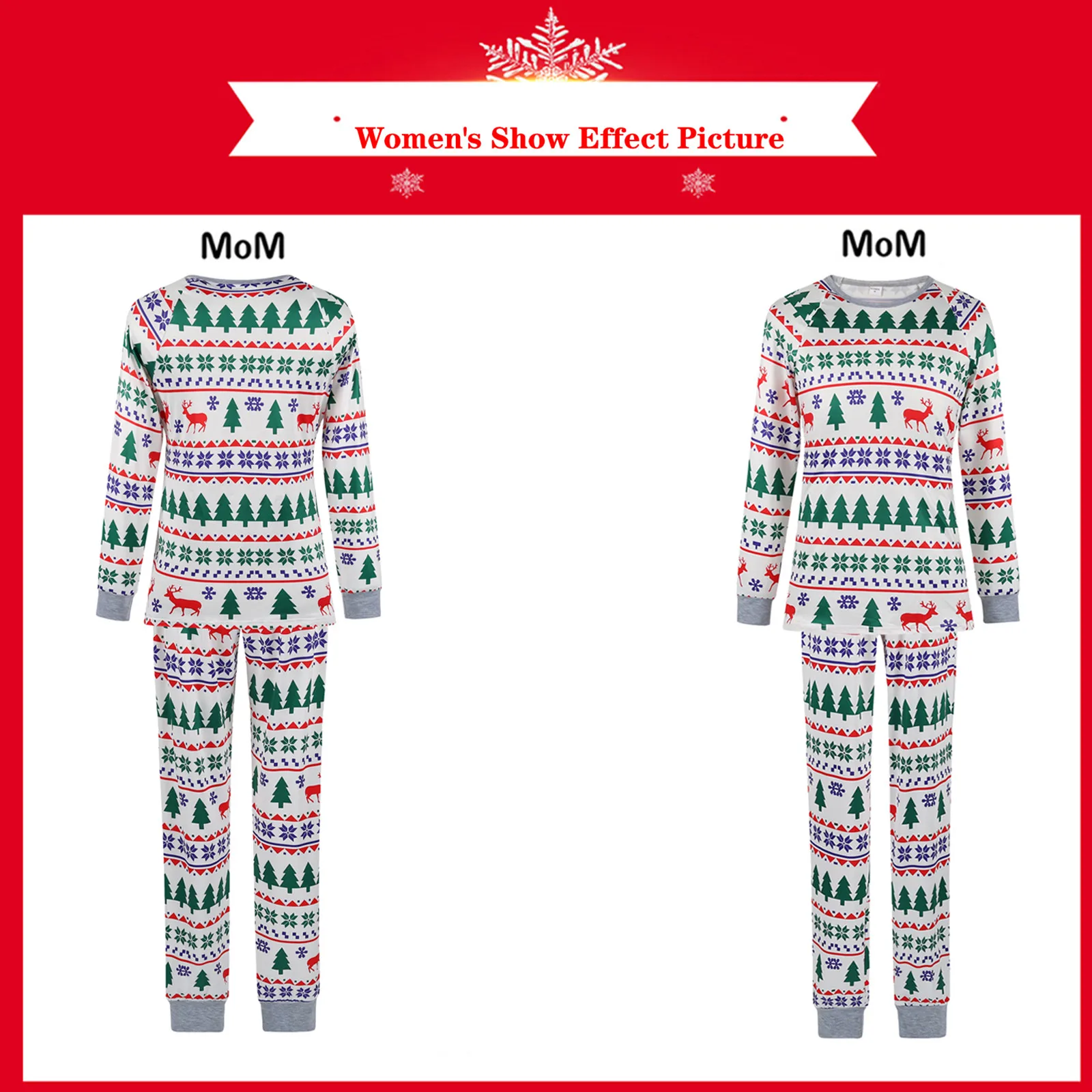 Рождественские пижамы для всей семьи Комплект одежды с длинными рукавами