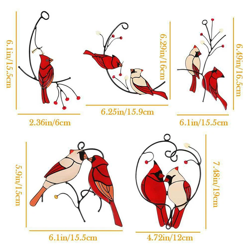 

1pc Mini Stained Bird Glass Window Hanging Acrylic Wall Hanging Birds Decor Room Accessories Scandinavian Decor Mother Day Gift