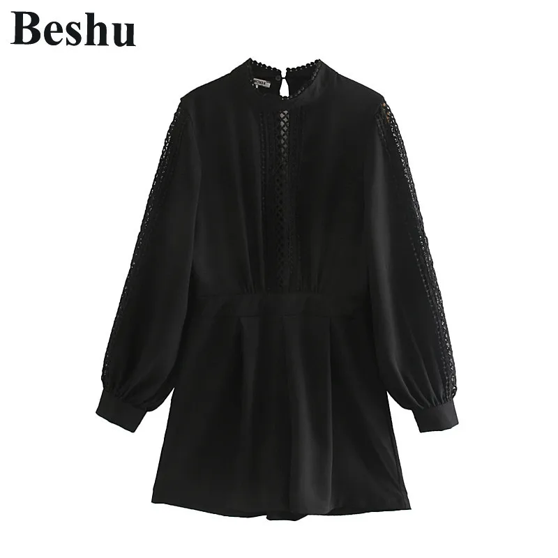 Za 2019 кружевное платье женское сексуальное с вырезами черное лоскутное стильное