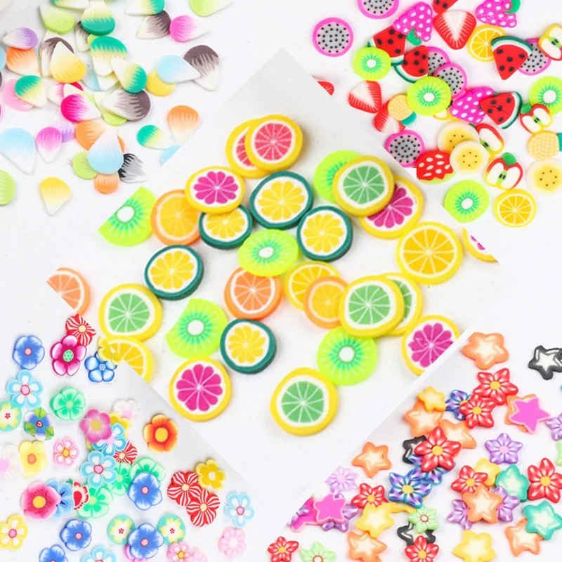 3D Полимерная глина наклейки для дизайна ногтей 5 стилей цветы лимон арбуз