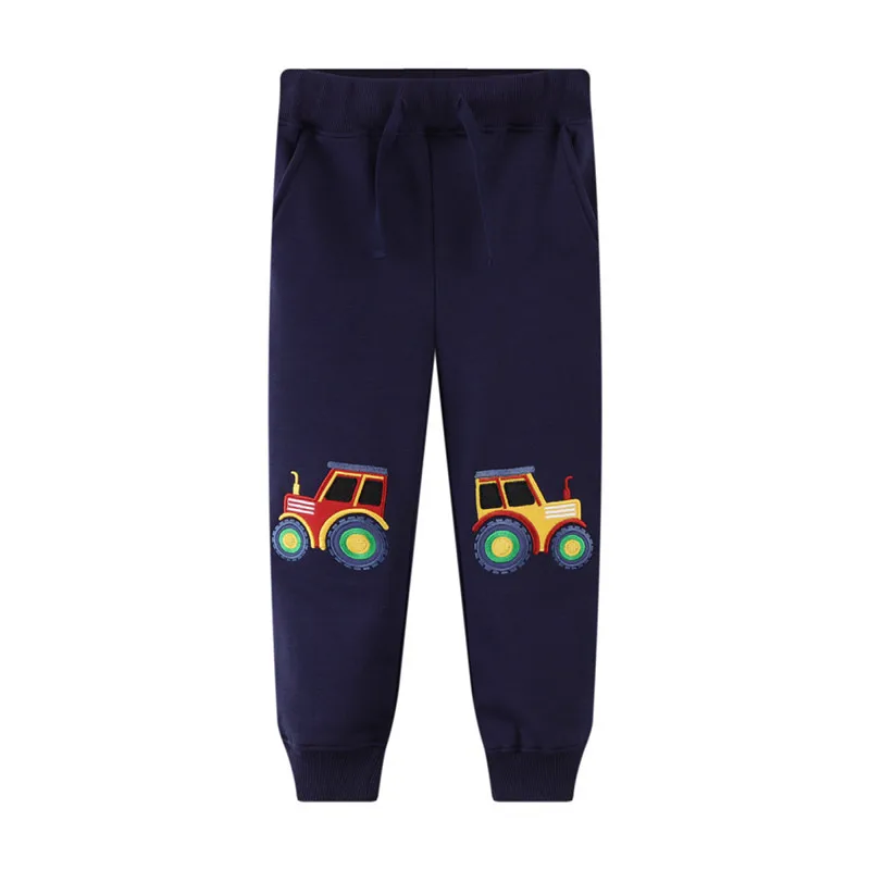 

Jumping Meters 3-8T Cars Embroidery Hot Selling Kids Trousers Pants Drawstring Autumn Winter Boys Sweatpants Hot Selling Baby