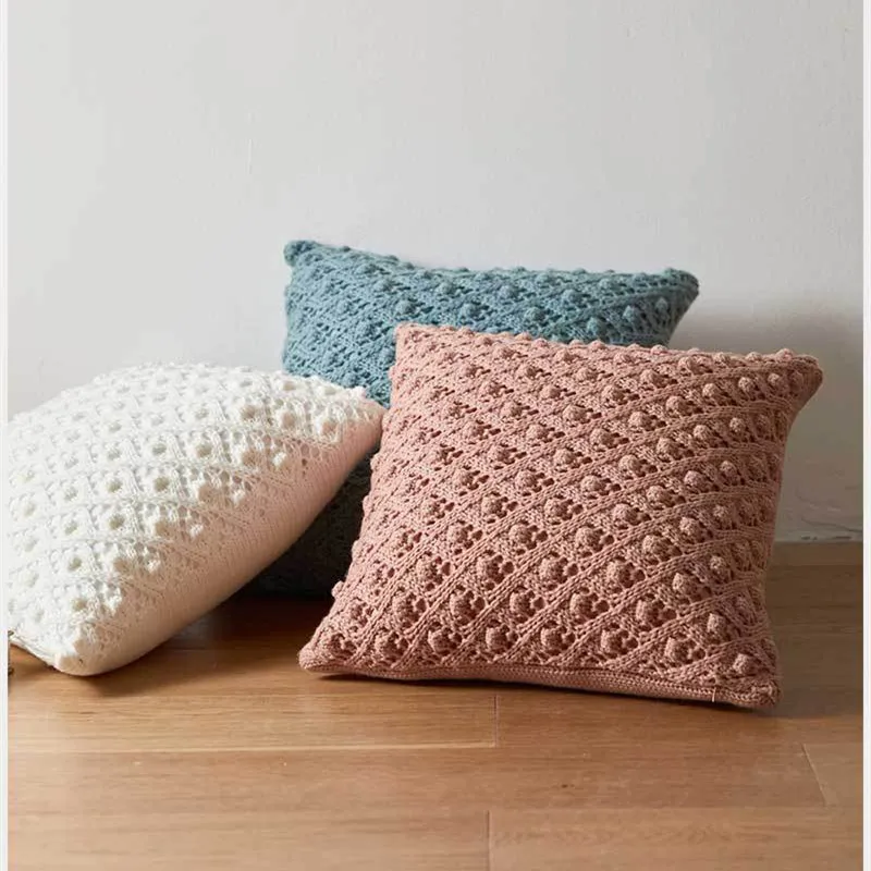 45x45cm vintage hollow flower crochect cushion cover acrylic knitted pillowcase sofa throw pillow cover for backrest