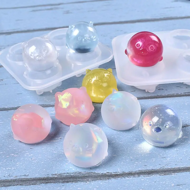 

4 Grid Small Animal Mold DIY Crystal Epoxy Glue Piglet Chick Shape Hanging Ornaments Doll Silicone Molds