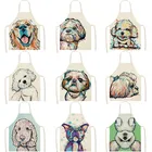 фартук поварской фартук для кухни Домашние Кухонные фартуки с милой собакой для женщин, хлопковые льняные фартуки без рукавов, домашние кухонные нагрудники для выпечки, инструменты для уборки, кухонные фартуки
