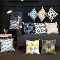 1pcs double sided printed short plush nordic geometric pattern throw pillowcase sofa office cushion cover decoration accessories