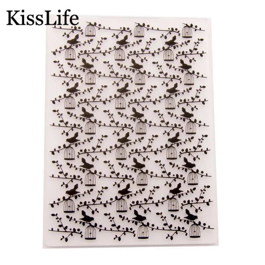 1 упаковка милые птицы на ветках листья клетки пластиковый шаблон папки для