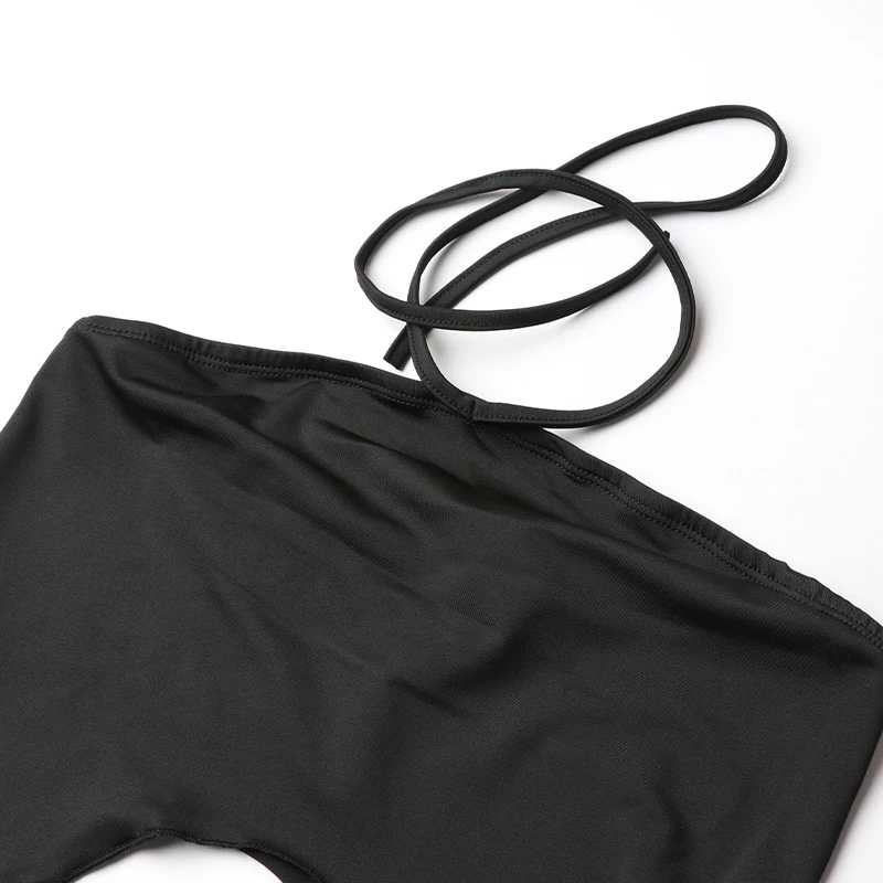 

2021 Scheming hot sale solid color pair of black camisole with wooden ear halter vest Ladies wear sexy and charming everyday