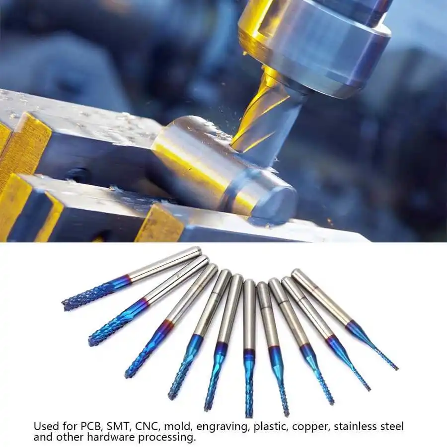 Концевая фреза с ЧПУ карбидная деревообработка 10 шт. резка синяя кукуруза