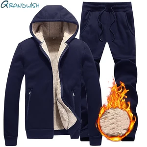 Зимние мужские спортивные костюмы, флисовый спортивный костюм, куртка + брюки, теплый мужской спортивный костюм, повседневный толстый облегающий костюм с капюшоном, ZA315