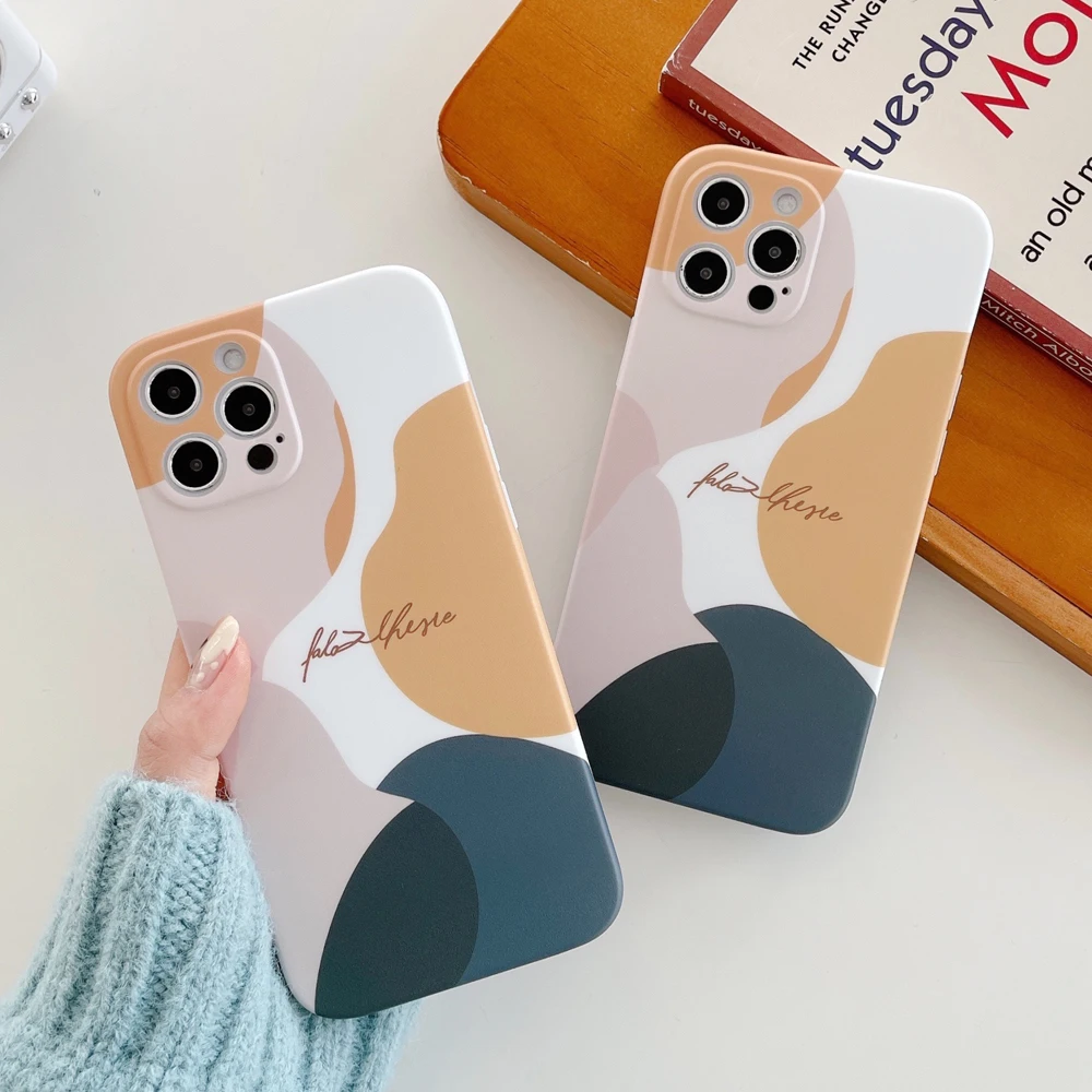 

Cartoon Art Retro Abstract Geometry Phone Case for iPhone 11 12 Mini Pro Max XS Max X XR 7 8 Plus Cases Marble Soft Tpu Cover