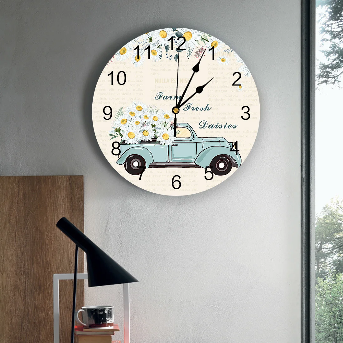 Винтажные настенные часы Daisy Truck современный дизайн домашний декор круглые ПВХ
