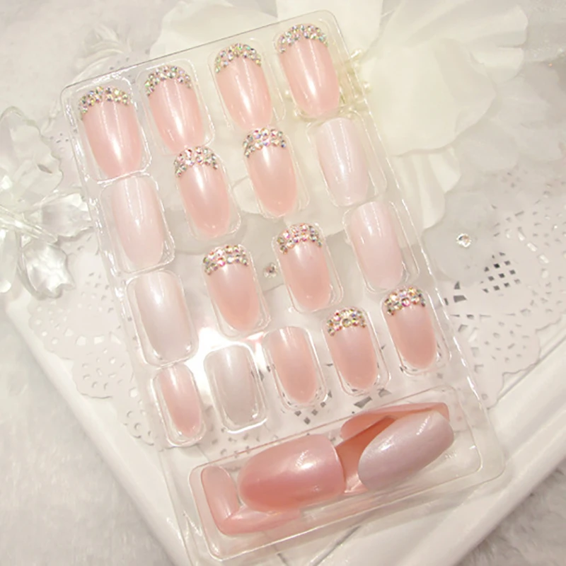 24 шт./кор. модный длинный мнимый ногти Однотонная одежда острым гвозди с мелкими