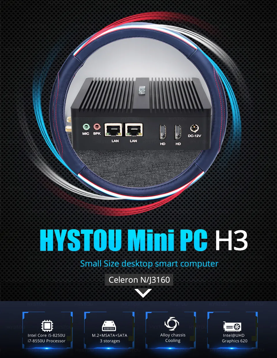 HYSTOU четырехъядерный N3160 безвентиляторный мини-ПК Windows 10 Dual NIC wifi Linux Pfsense маршрутизатор брандмауэр сервер AES-NI поддержка i7 5550U