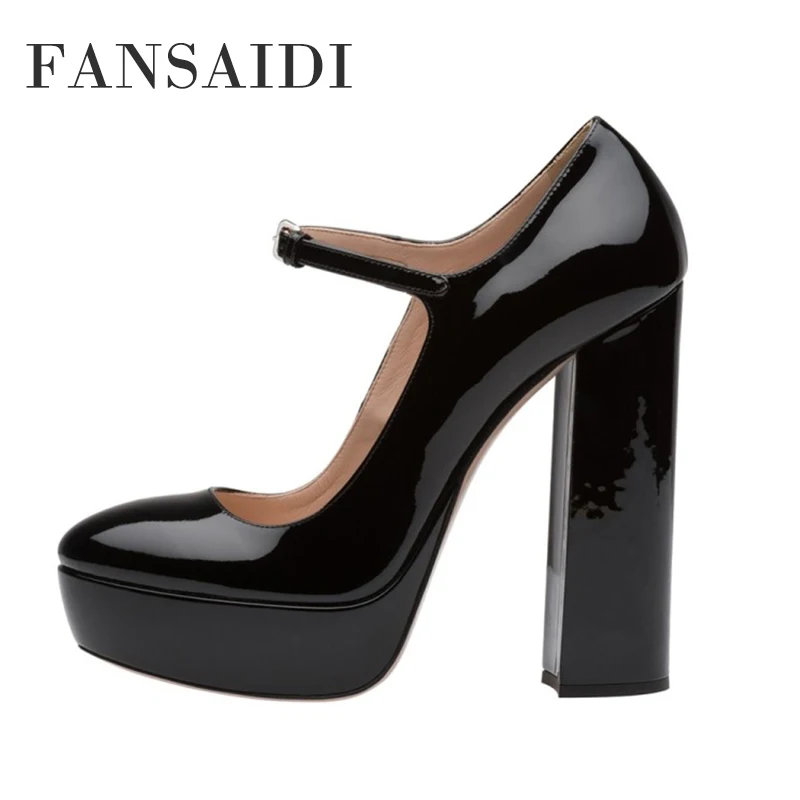 

FANSAIDI Summer Fashion Women's Shoes New Elegant Chunky Heels Consice Waterproof Red Pumps Sexy Block Heels 41 42 43 44 45