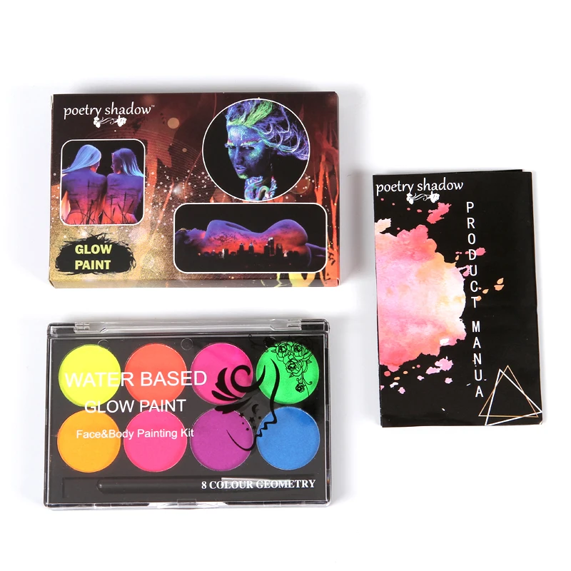 UV Glow in the Dark Face Body Art Paint Kit - 8 Colors Luminous Makeup with Brush for Party and Fancy Dress image 5