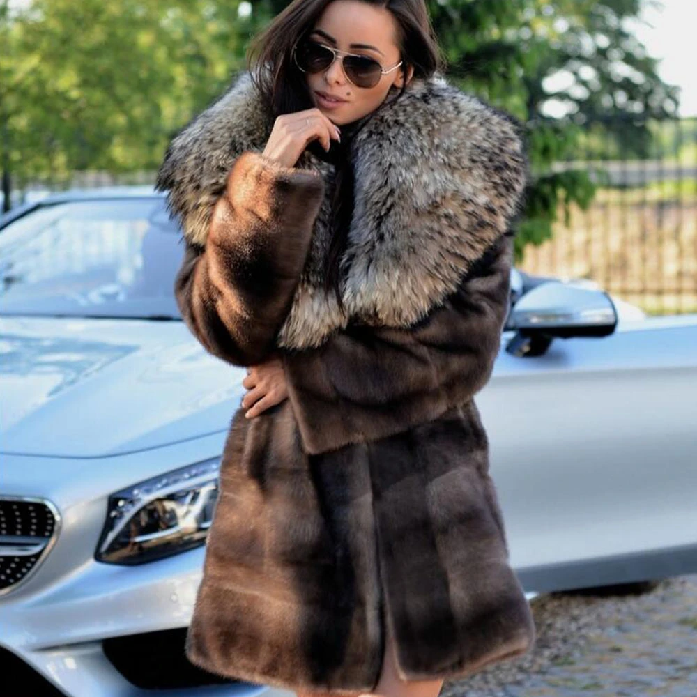 TOPFUR Winter Real Fur Coat Women Lapel Collar Natural Mink Fur Coat Women Medium Thick Full Sleeves Coats Fur Customized