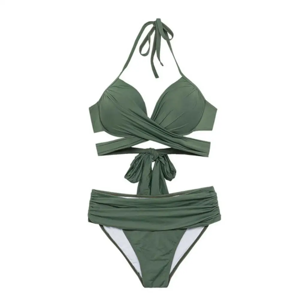 

Fashion Women Summer Beach Sexy Solid Color Bandage Bikini Set Swimsuit Swimwear