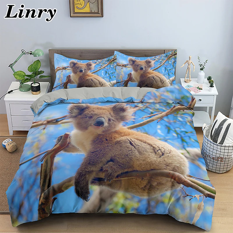 

Комплект постельного белья Koala с забавными животными, с пододеяльником и наволочкой, покрывало для взрослых и детей, односпальное и Двухспа...