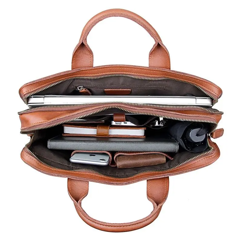 Винтажный Мужской офисный портфель из натуральной кожи Толстая сумка мессенджер