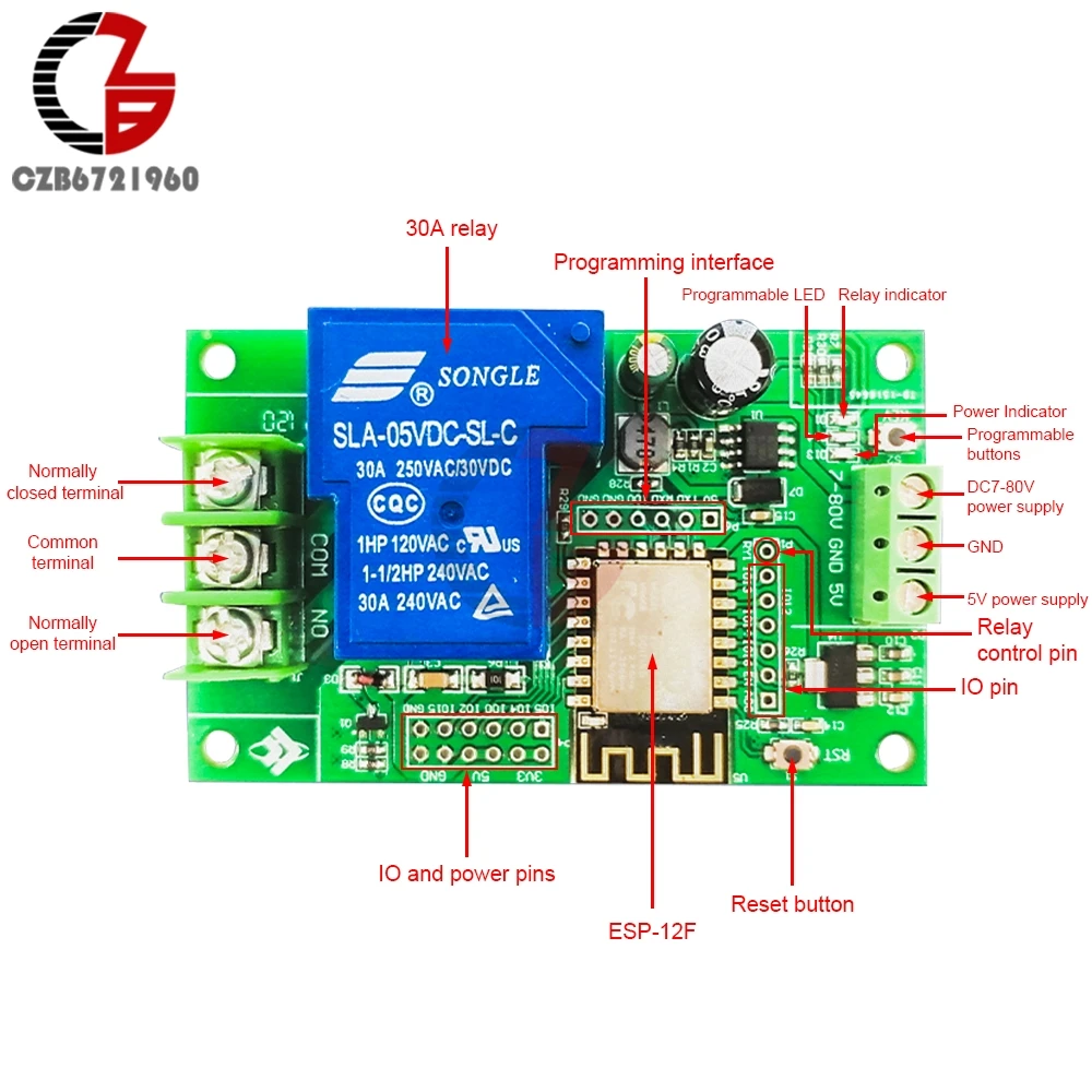 ESP8266 WIFI 1/2/4 CH Канал 30A релейный модуль DC 12V 24V ESP-12F плата разработки 7V-28V 5V для