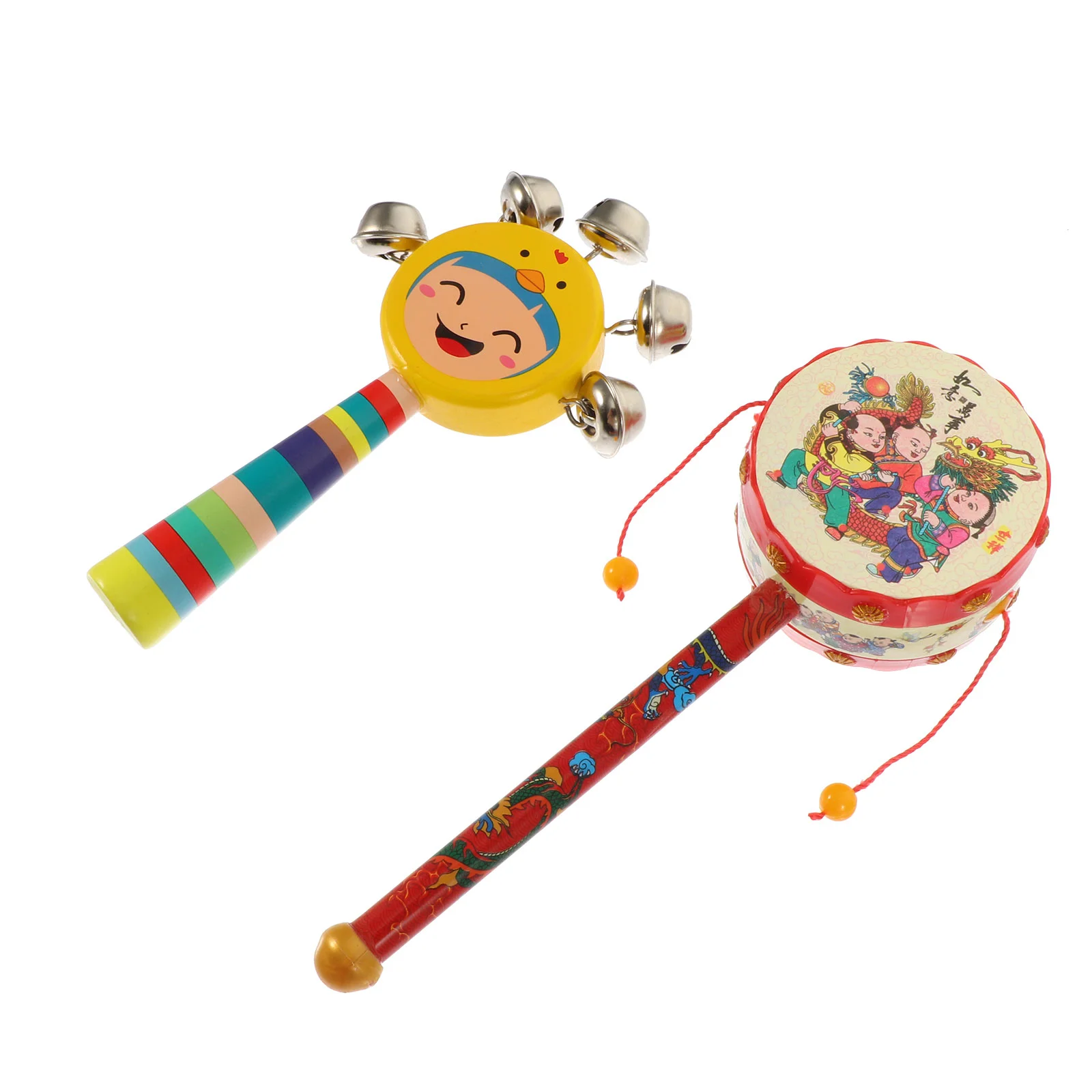 

2pcs Cartoon Drums Toys Kids Shaking Toys Lovely Early Educational Toys
