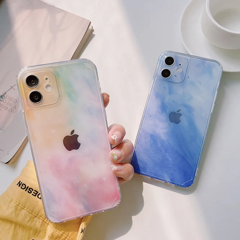 

Colorful Rainbow Transparent Phone Case For iphone 13 Pro Max 12 Mini 11 X XS XR 7 8 Plus SE 2020 Luxury Fashion Soft Back Cover