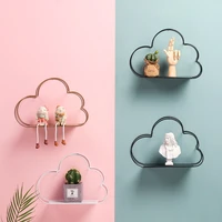 nordic iron cloud grid wall shelf storage rack for kids room living room bedroom decorative floating shelves home accessories