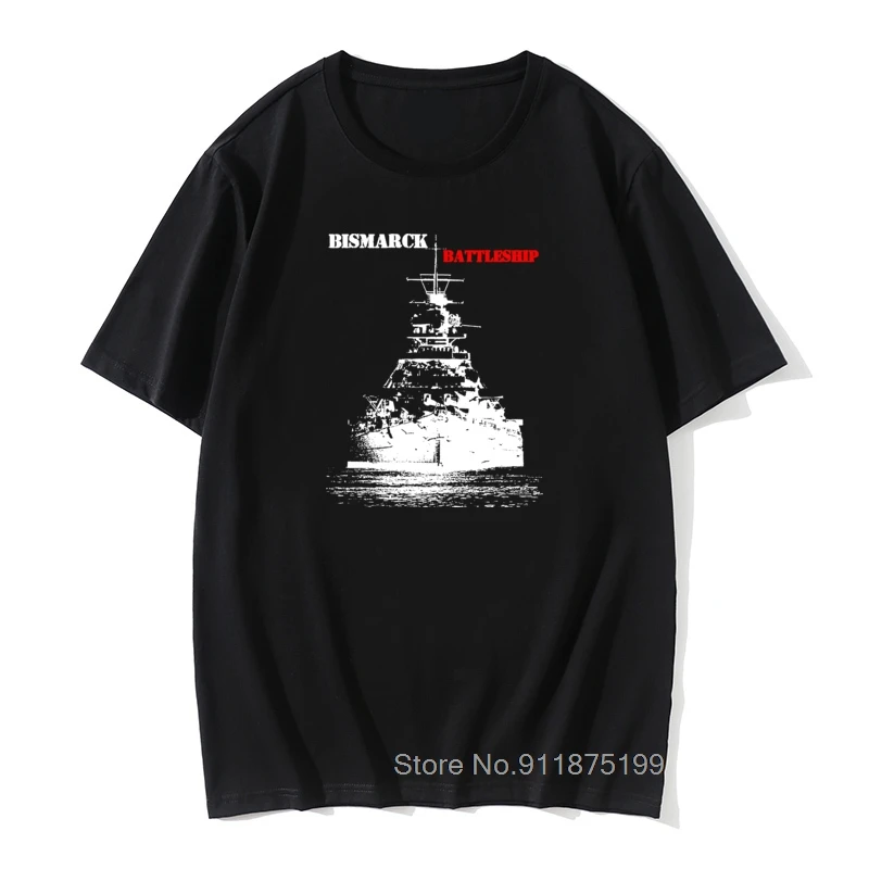 Men's Wehrmacht Bismarck Battleship T Shirts Premium Cotton Tops Tee Casual Camisas Vintage Tshirts Winter Tops T Shirts