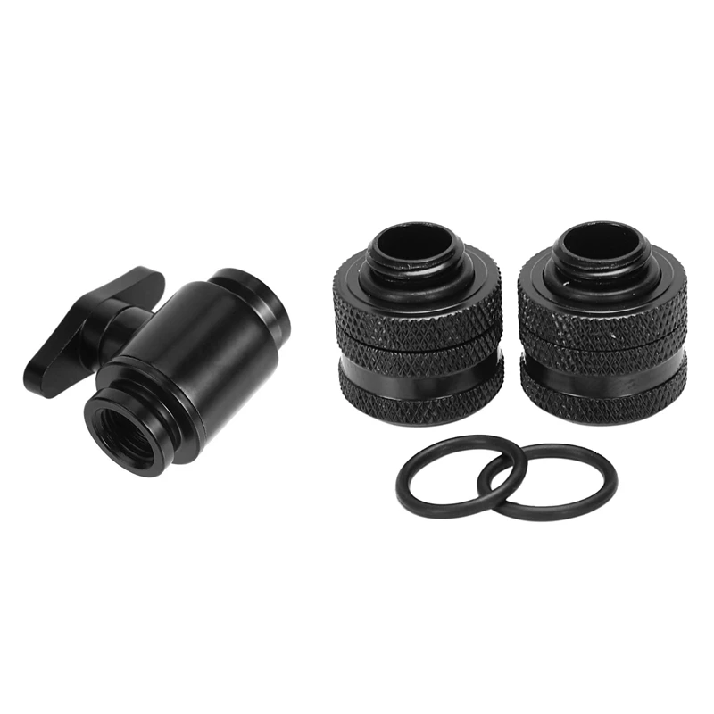 3 шт. аксессуары: 1 шаровой кран с алюминиевой ручкой и 2 Od 14 мм G1/4 водный охладитель