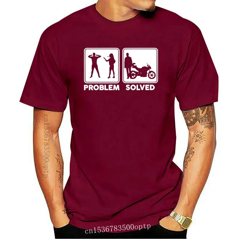 

Брендовая мужская футболка, забавная Мужская футболка для езды на мотоцикле с надписью «Проблема решающая», летние топы