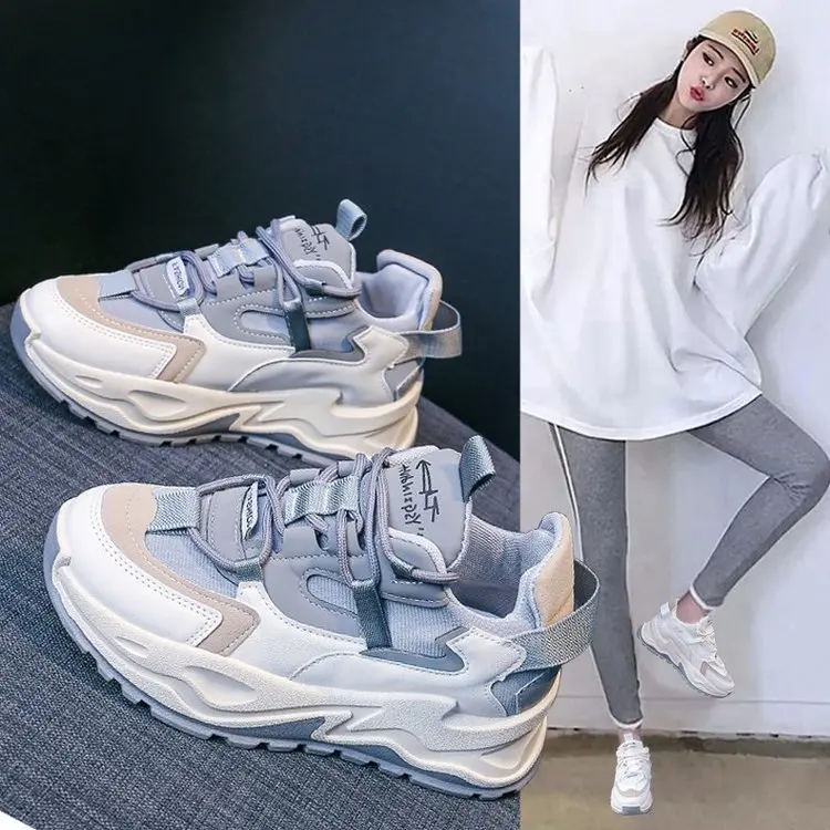 

Women's Vulcanized Shoes Lace Up Ladies Platform Casual Comfort Shoes Women Chunky Sneakers Spring Female Footwear New Fashion